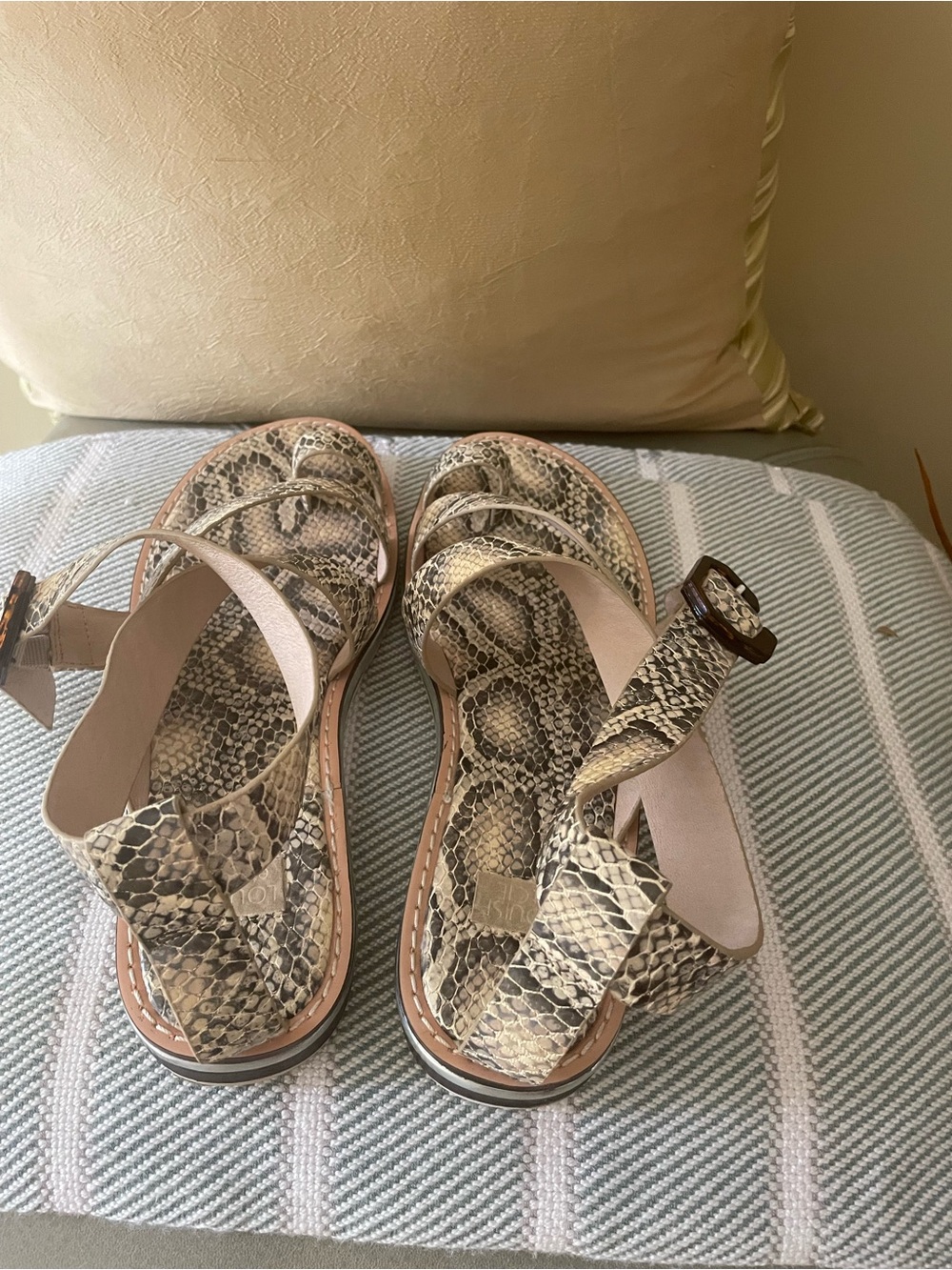 EUC-Louise et Cie Snakeskin-Pattern Sandal - Taupe and Brown - Picture 12 of 14